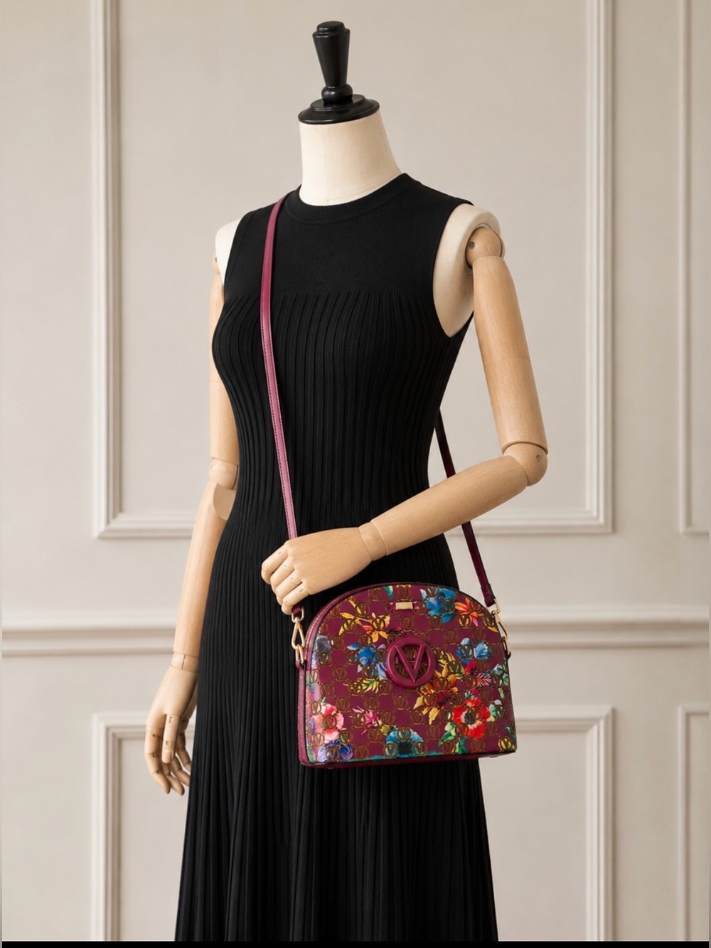 Valentino By Mario Valentino Floral Crossbody Shoulder Leather Diana Bag